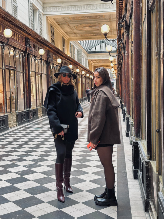 Veste cachemire noir avec écharpe 3161