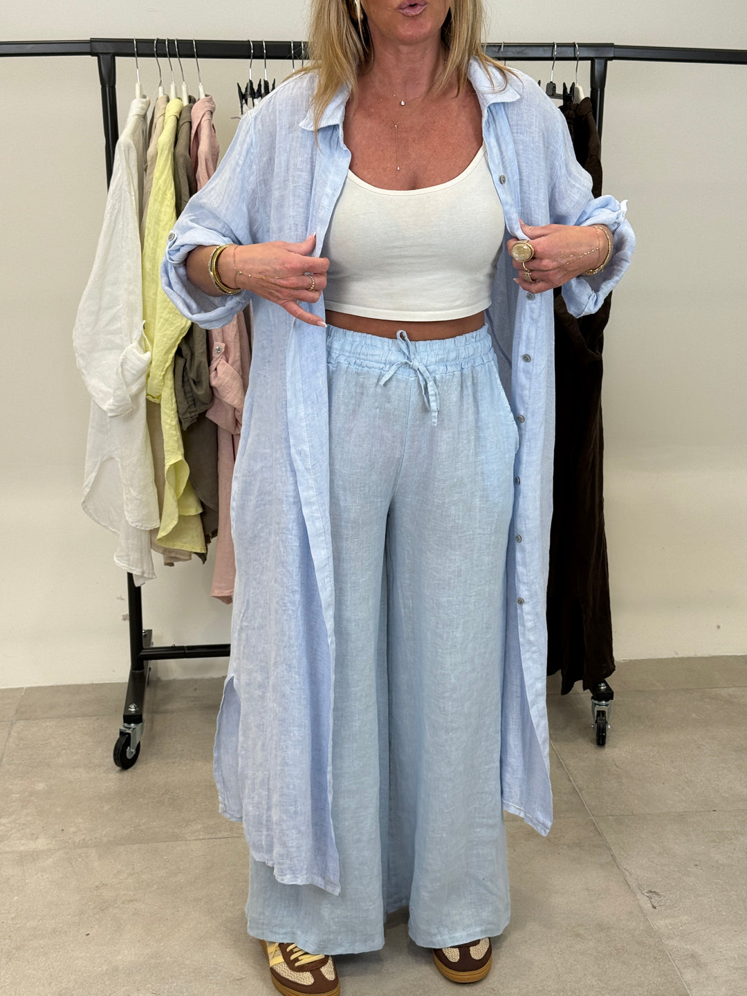 Pantalon lin droite 3818