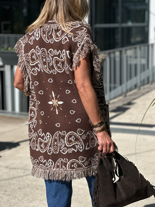 Gilet long bandana frange 331