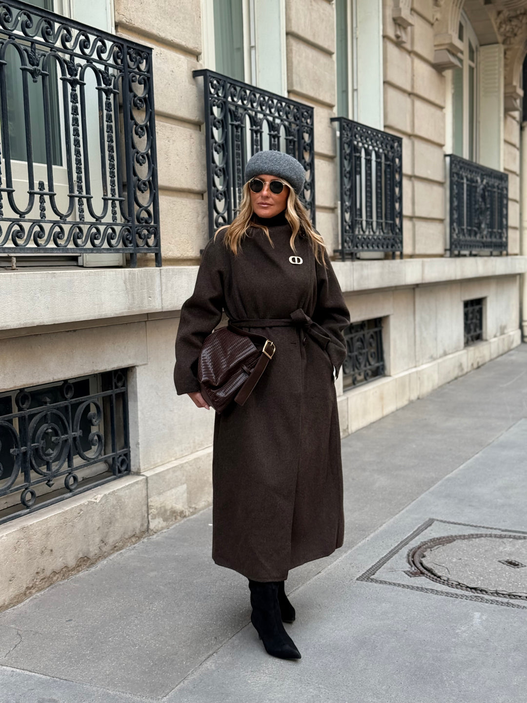 Manteau Laine col montant Choco 025