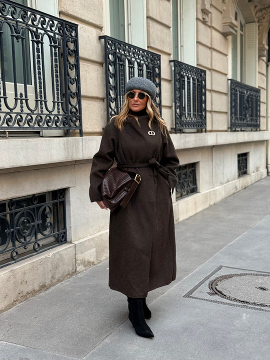 Manteau Laine col montant Choco 025