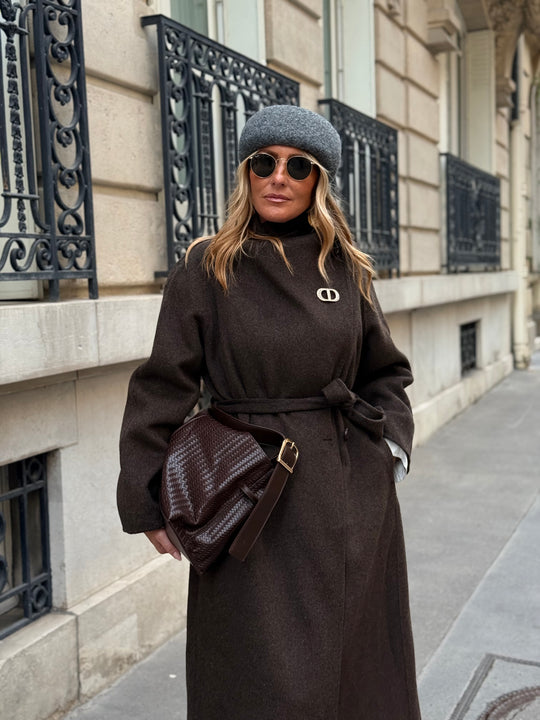 Manteau Laine col montant Choco 025