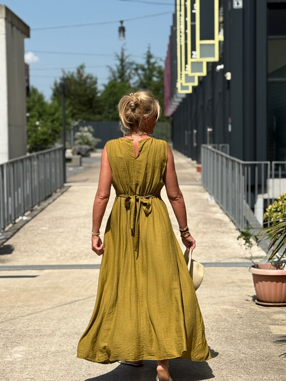 Robe longue à noeud VERT OLIVE