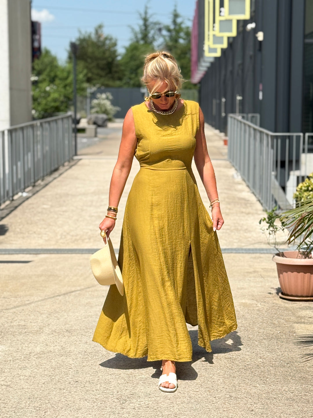 Robe longue à noeud VERT OLIVE