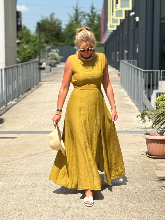 Robe longue à noeud VERT OLIVE