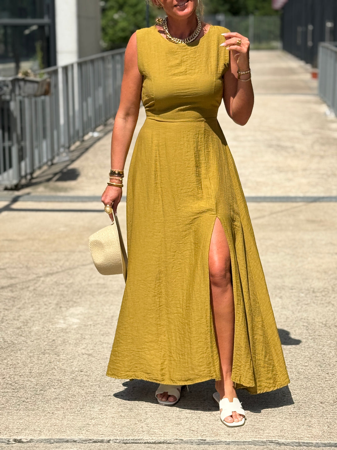 Robe longue à noeud VERT OLIVE