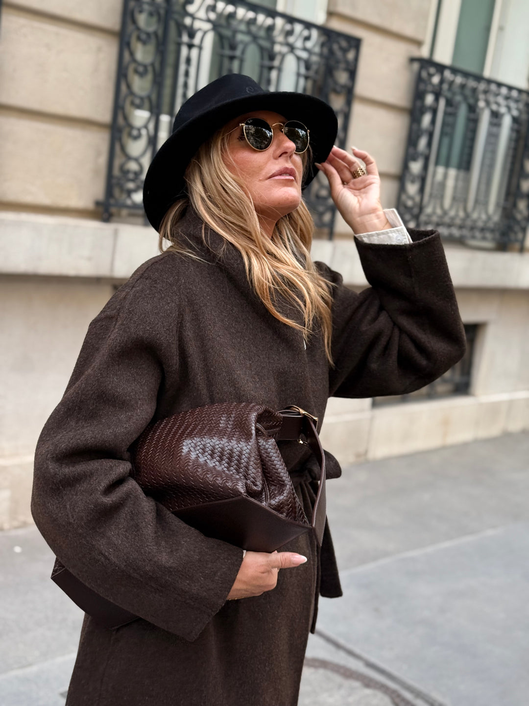 Manteau Laine col montant Choco 025