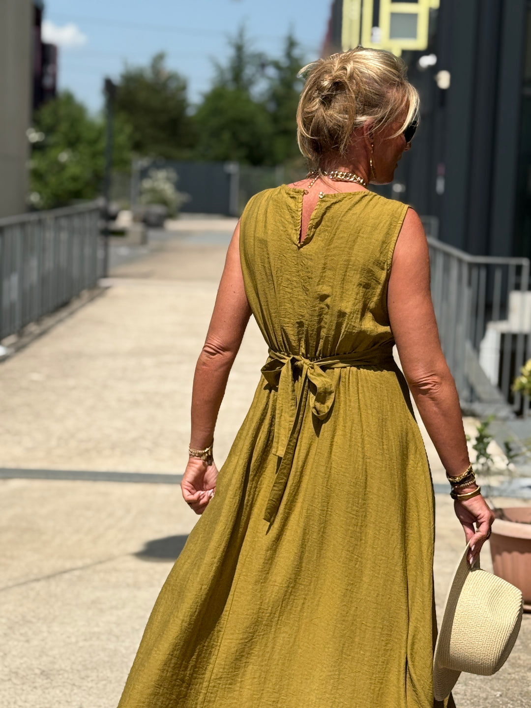 Robe longue à noeud VERT OLIVE