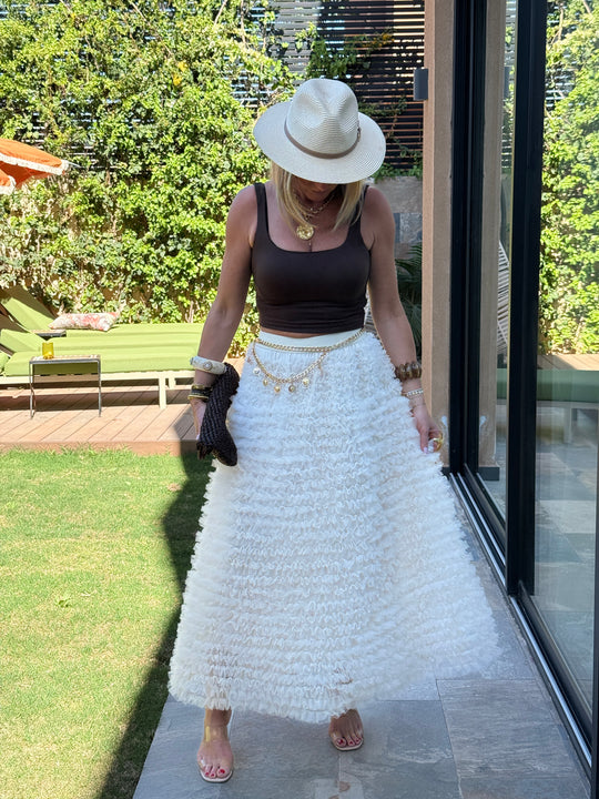 Jupe tutu volant Ecru 6228