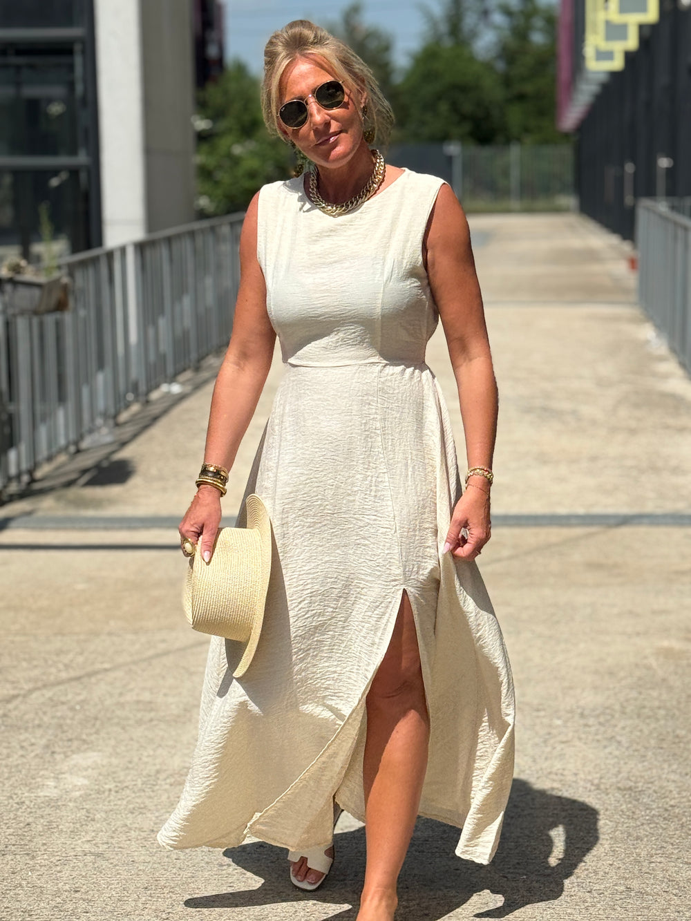 Robe longue à noeud ECRU/beige