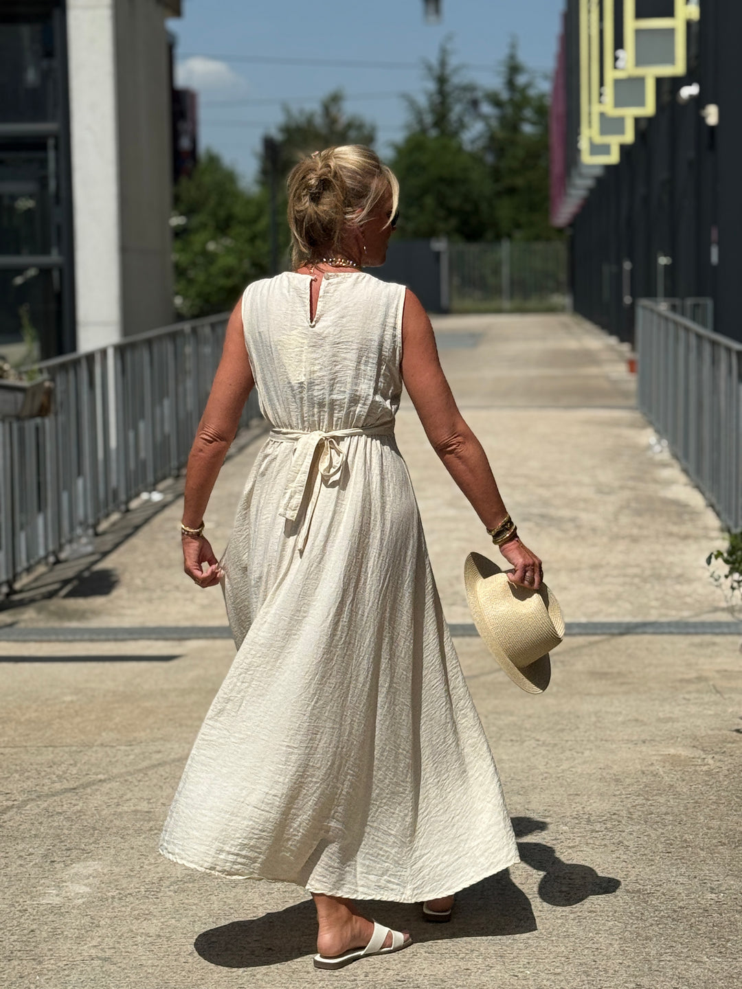 Robe longue à noeud ECRU/beige