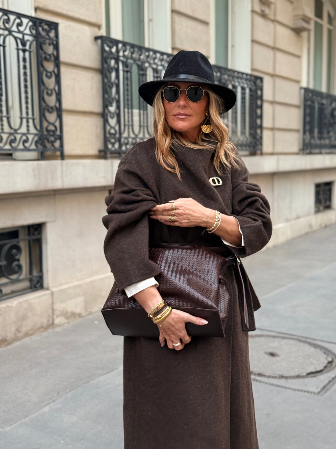 Manteau Laine col montant Choco 025