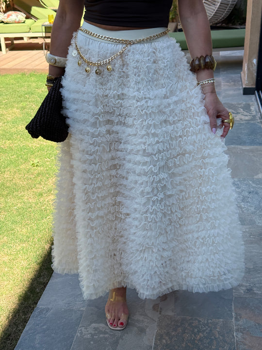 Jupe tutu volant Ecru 6228