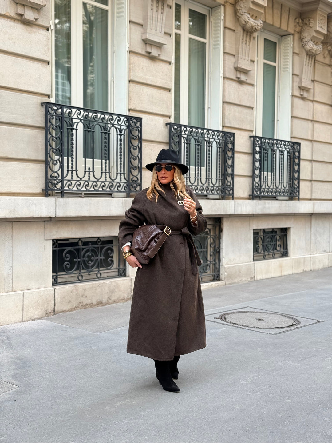 Manteau Laine col montant Choco 025