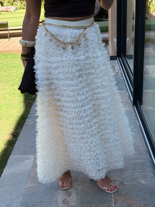 Jupe tutu volant Ecru 6228