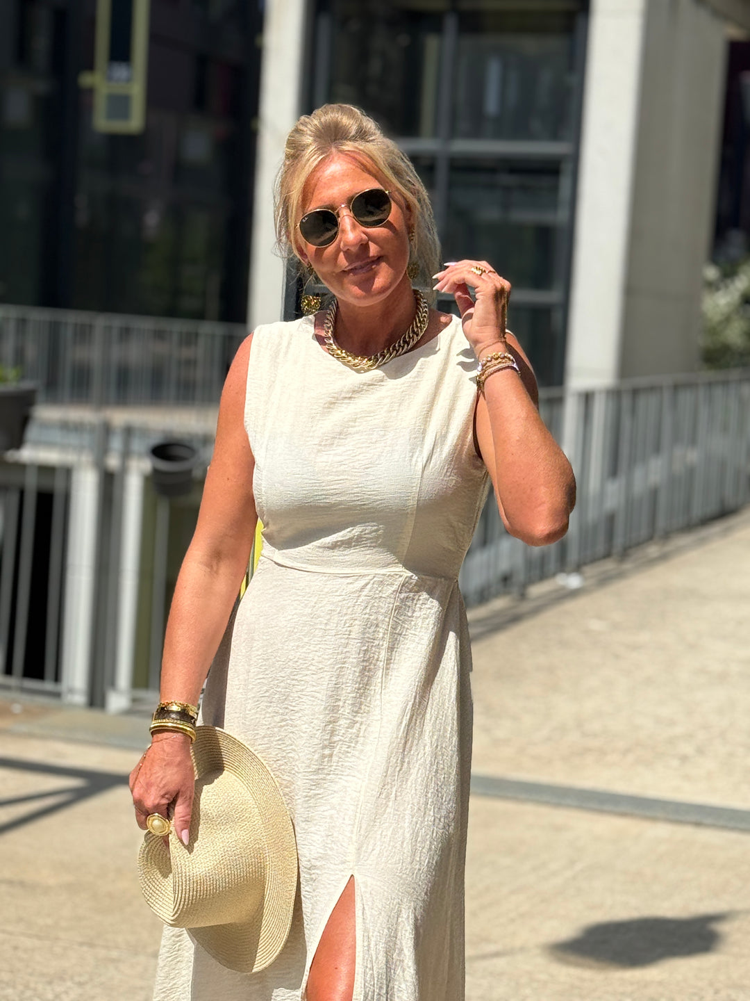 Robe longue à noeud ECRU/beige