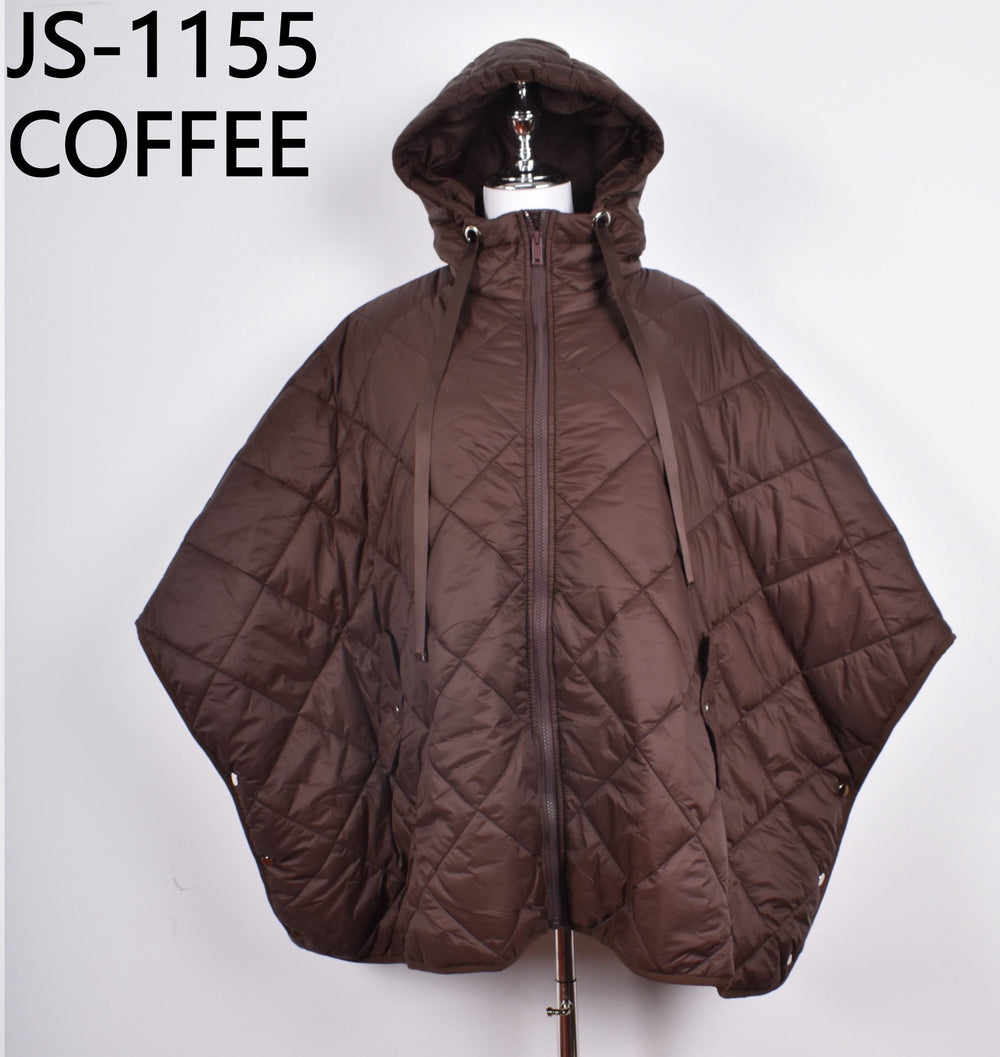 Cape doudoune choco matelassé à capuche 1155