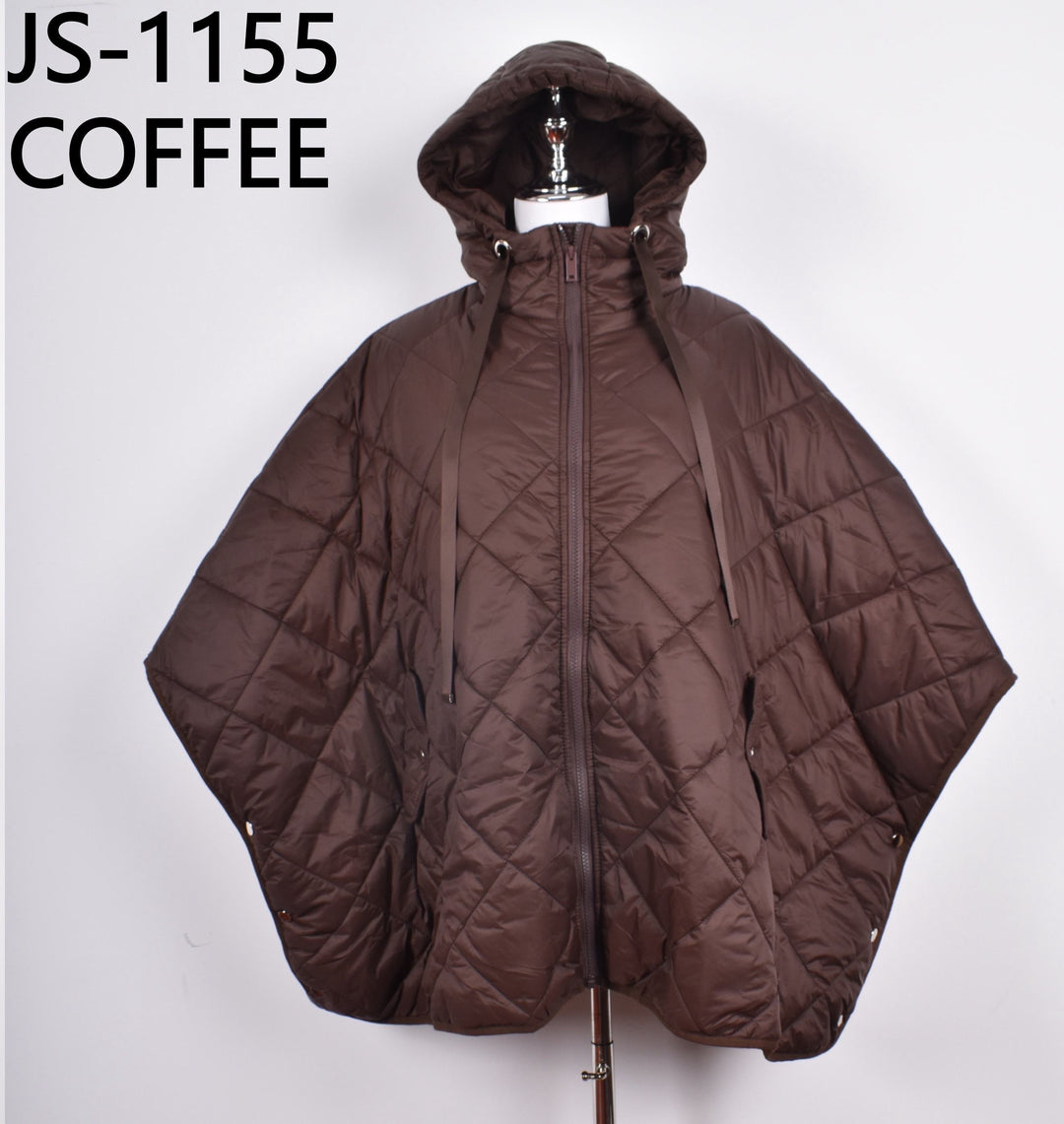 Cape doudoune choco matelassé à capuche 1155