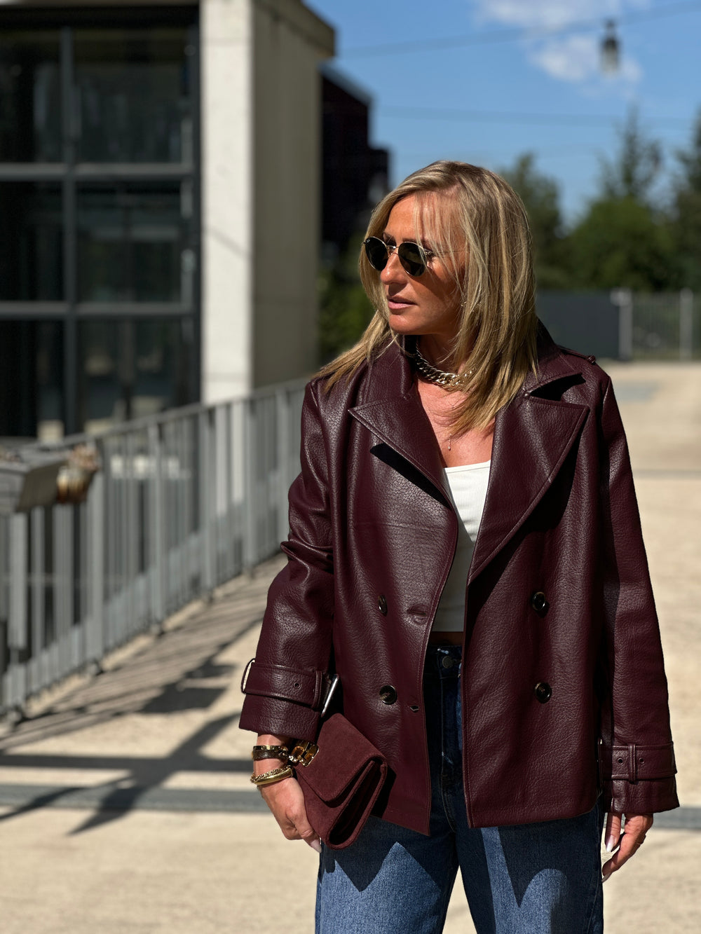 Veste similicuir milongue bordeaux 16168