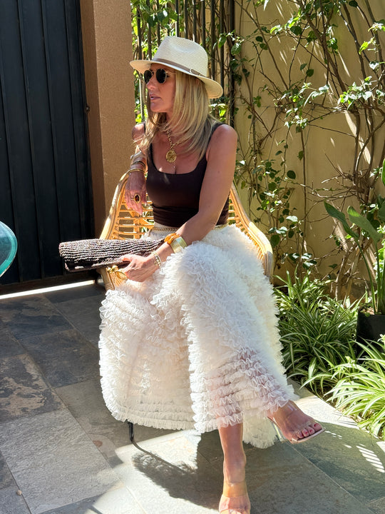 Jupe tutu volant Ecru 6228