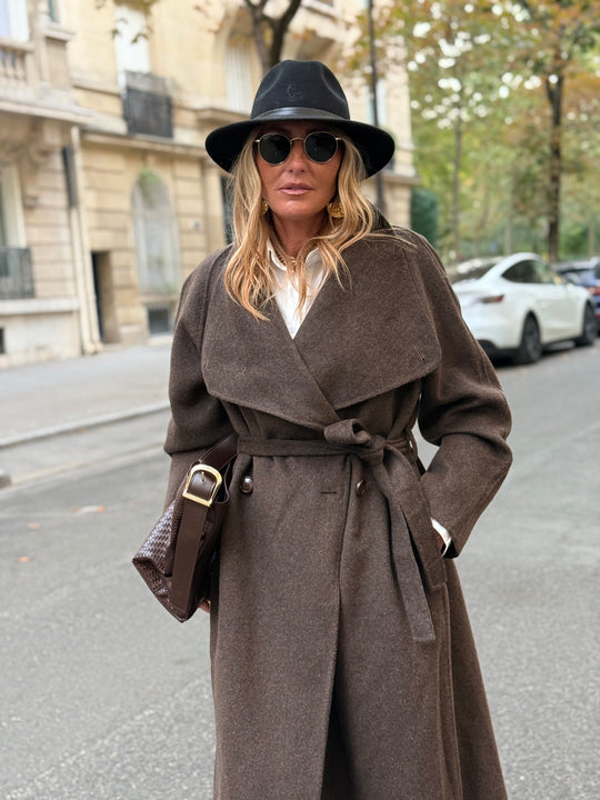Manteau Laine col montant Choco 025