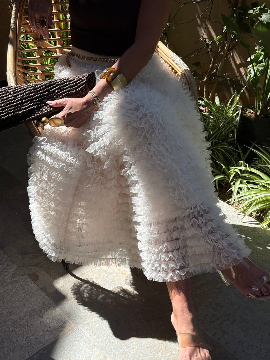 Jupe tutu volant Ecru 6228