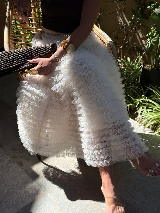 Jupe tutu volant Ecru 6228