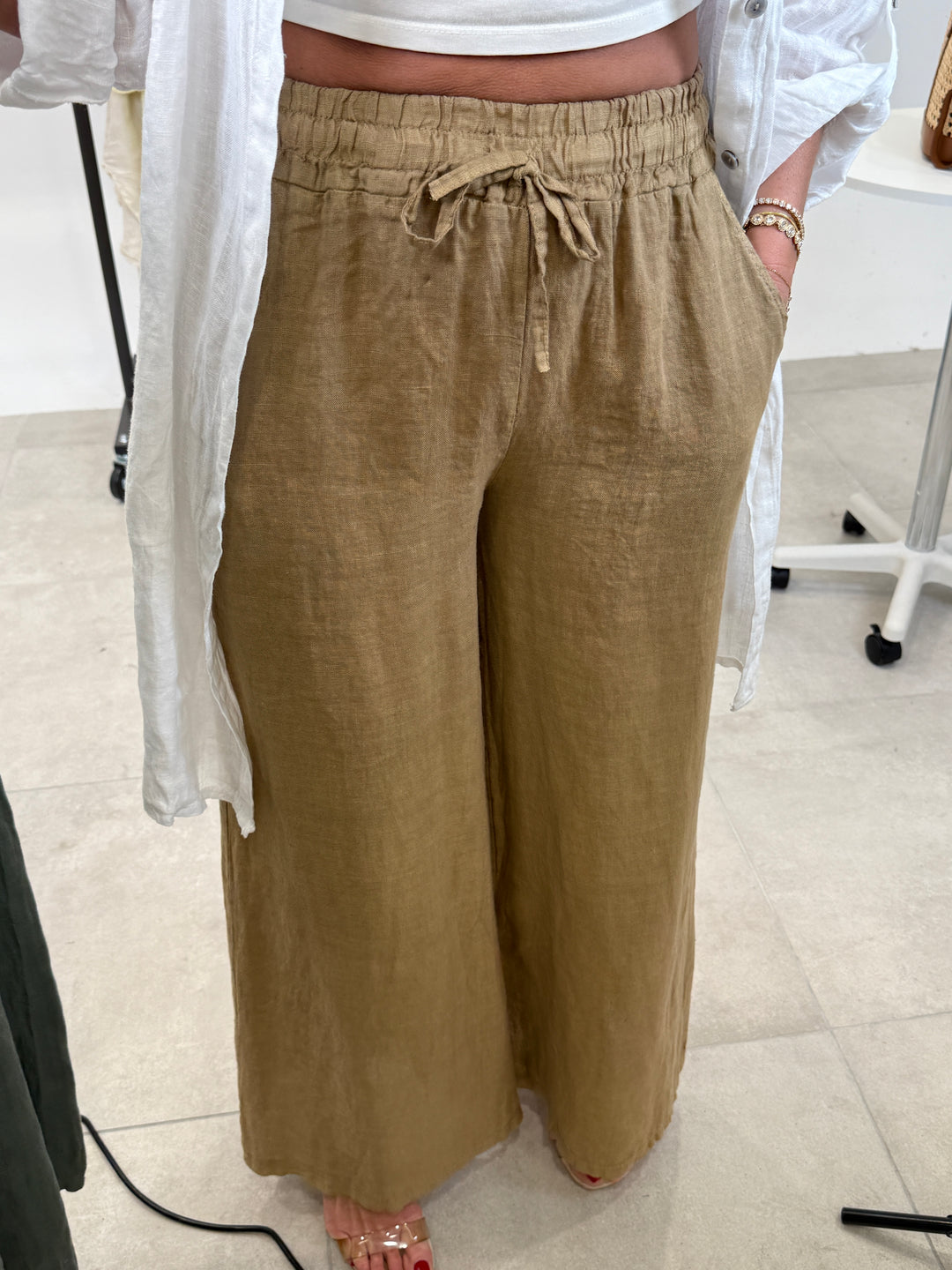 Pantalon lin droite 3818