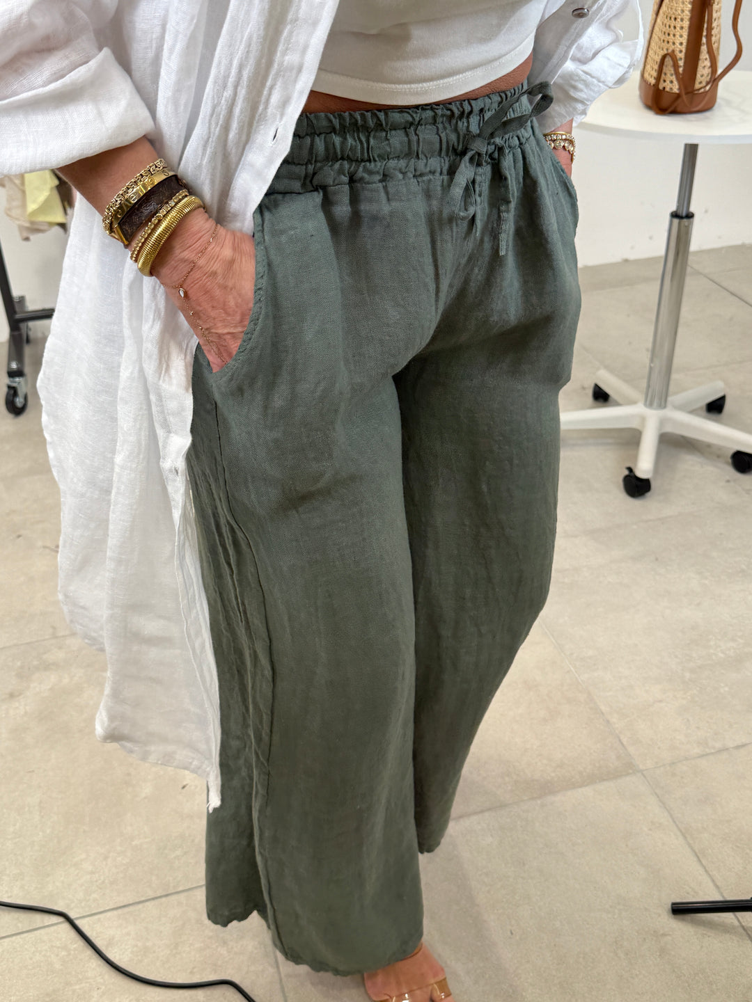 Pantalon lin droite 3818