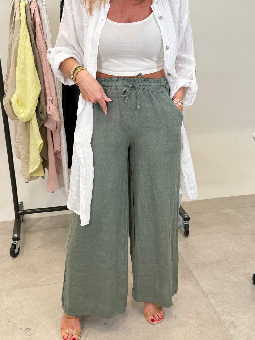 Pantalon lin droite 3818