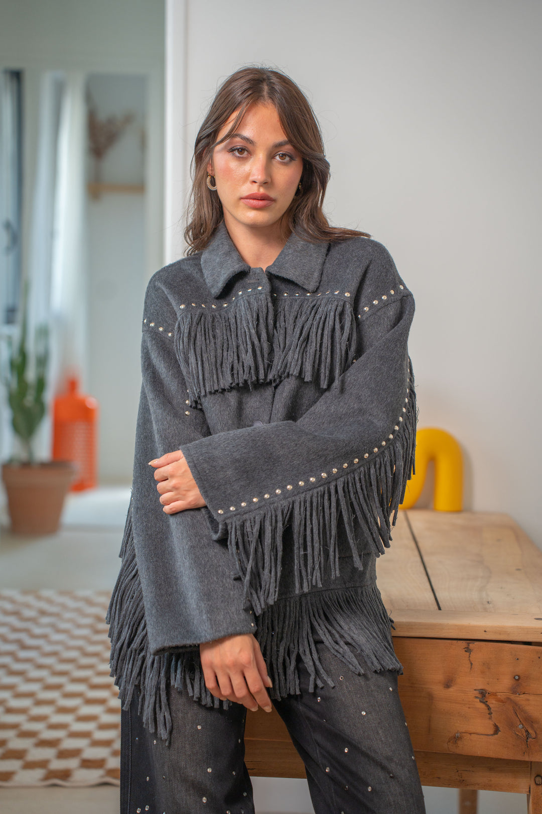 Veste laine gris foncé santiago