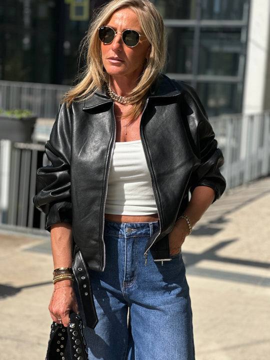 Veste similicuir Noir ceinture 202277