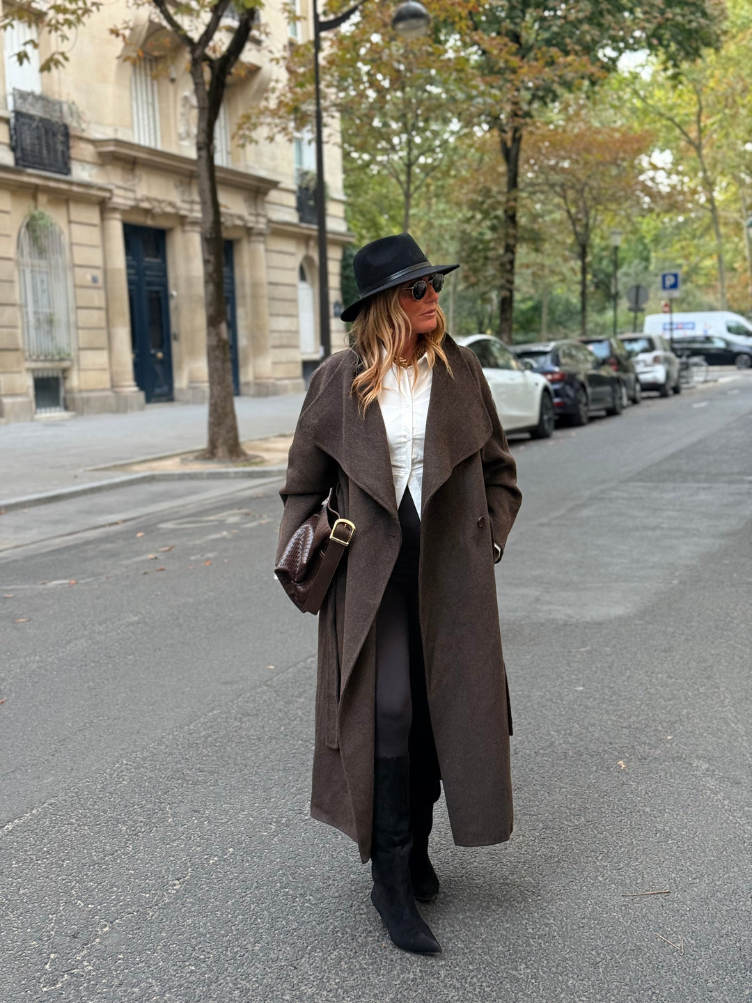 Manteau Laine col montant Choco 025
