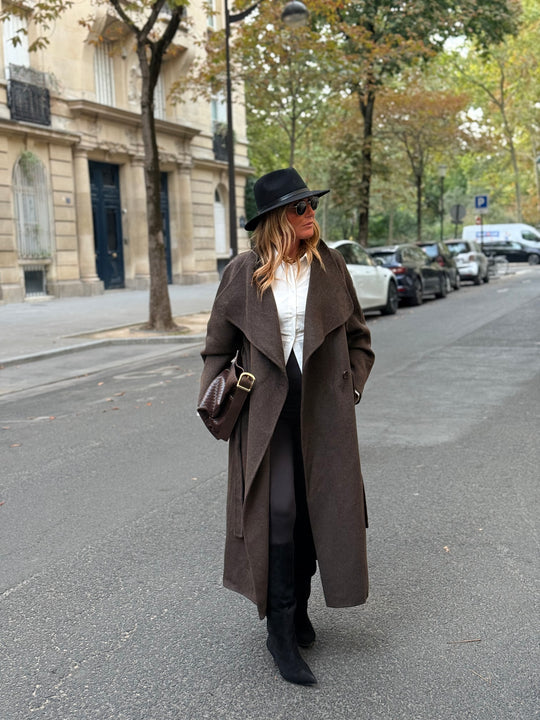 Manteau Laine col montant Choco 025