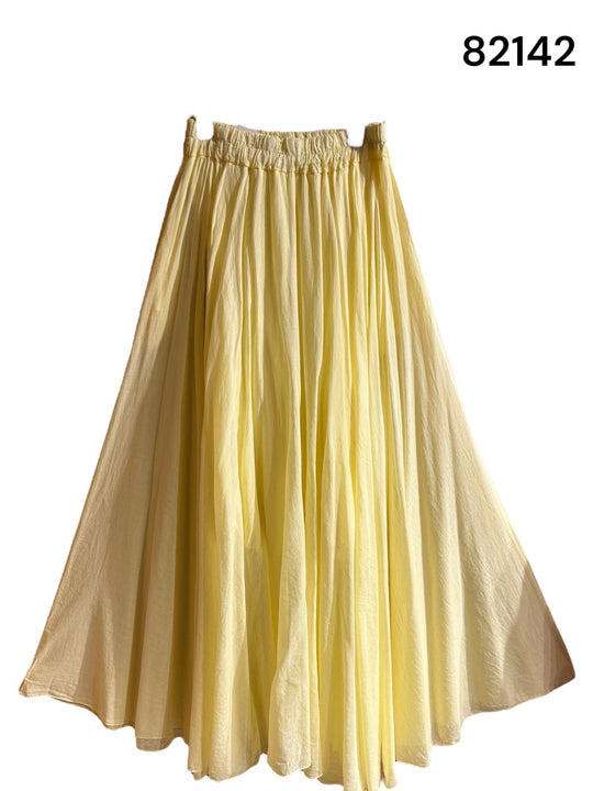 Jupe Hélène volant coton jaune 84072-uni
