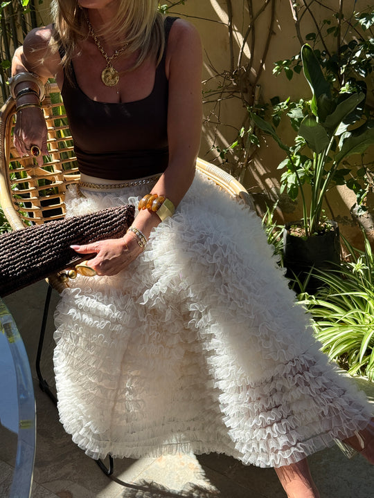 Jupe tutu volant Ecru 6228