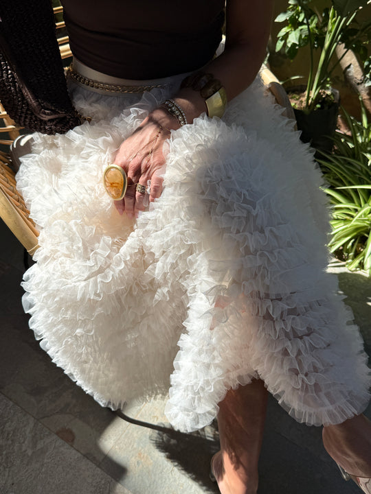 Jupe tutu volant Ecru 6228