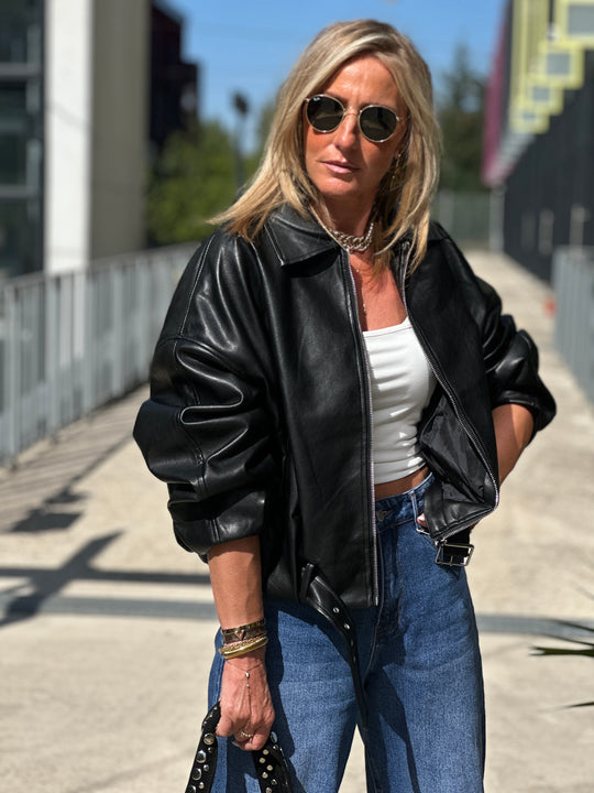 Veste similicuir Noir ceinture 202277
