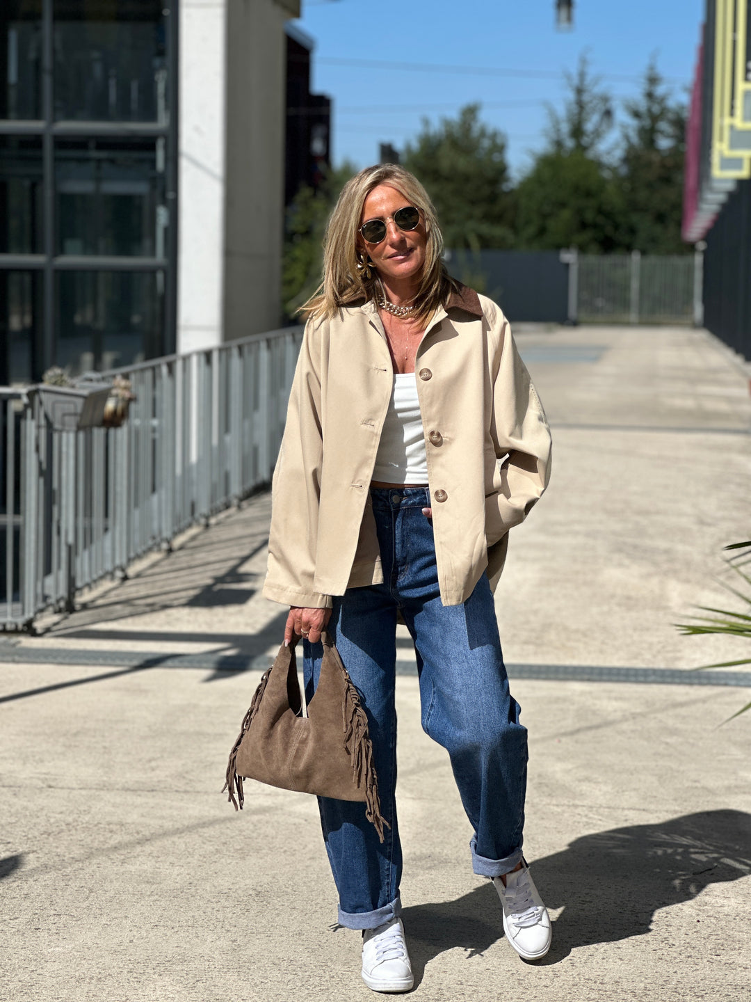 Cape beige col velour 8296