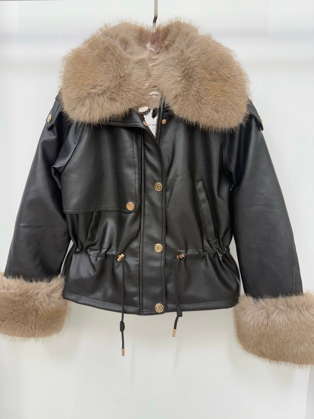 Veste similicuir fourrure 56105 Noir