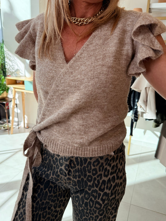 Pull épaules volants Taupe 26685