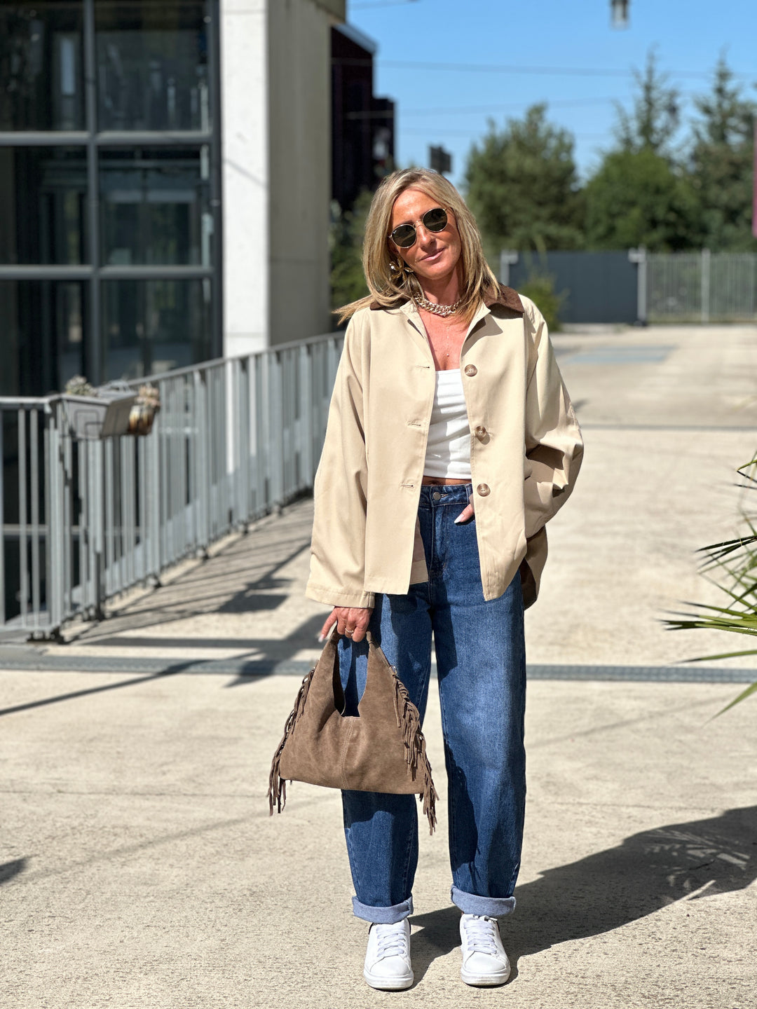 Cape beige col velour 8296