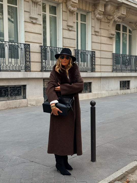 MANTEAU LAINE COL FAUSSE FOURRURE 017