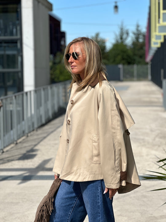 Cape beige col velour 8296