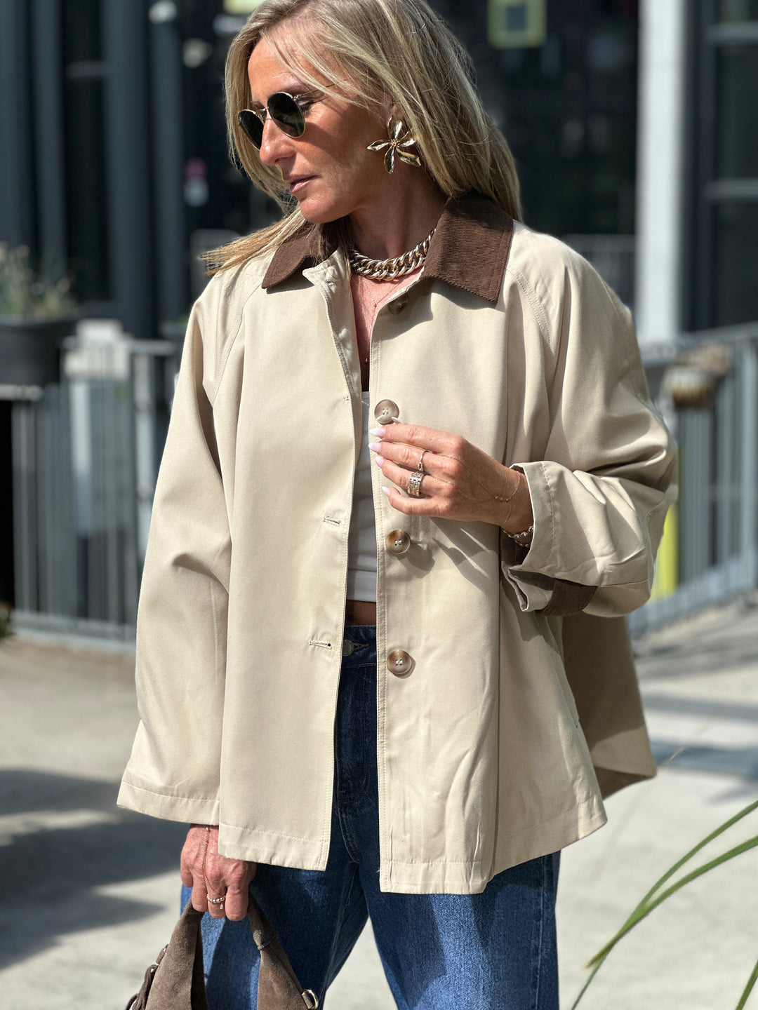 Cape beige col velour 8296