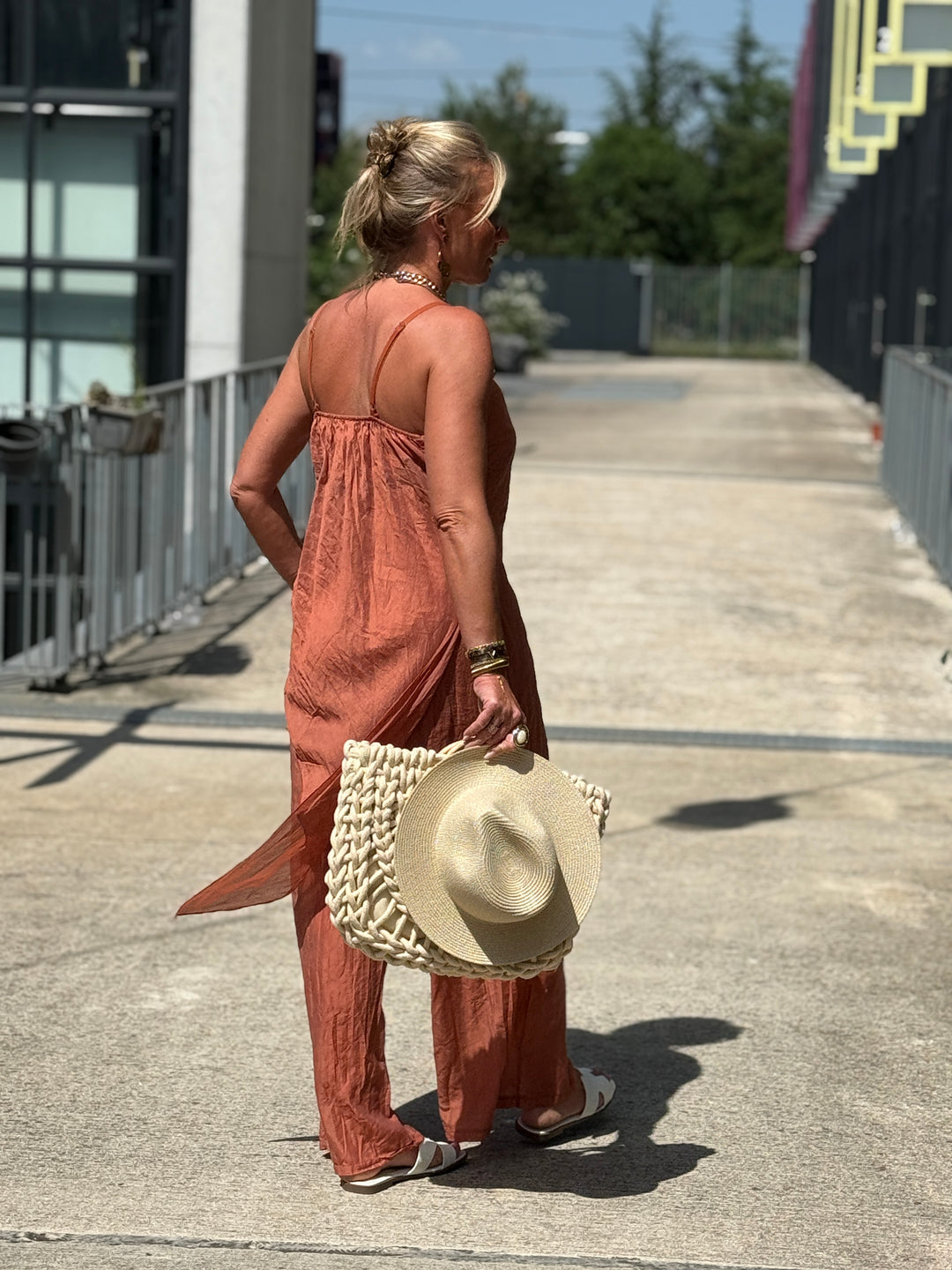 Ensemble tencel tunique asymétrique + pantalon TERRACOTTA8423