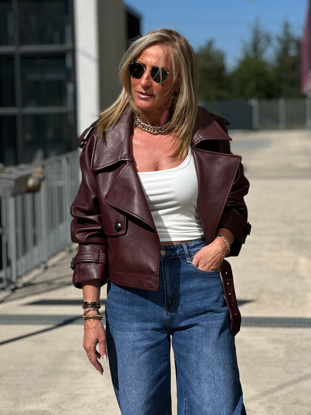 Veste similicuir courte Bordeaux 5637