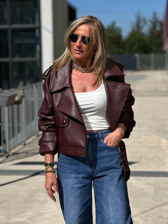 Veste similicuir courte Bordeaux 5637