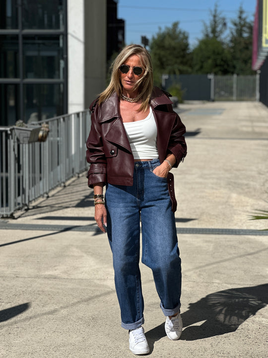Veste similicuir courte Bordeaux 5637