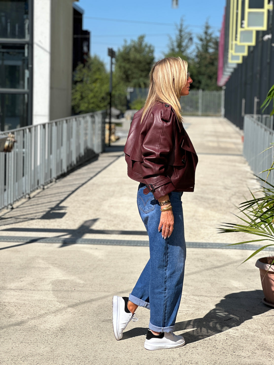 Veste similicuir courte Bordeaux 5637